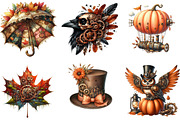 Watercolor Steampunk Autumn Clipart, a Seasonal Illustration by DreamArtGraphic (Thumbnail 2 of 7)