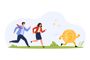Business Chasing Running Dollar, a Finance Illustration by Flashvector