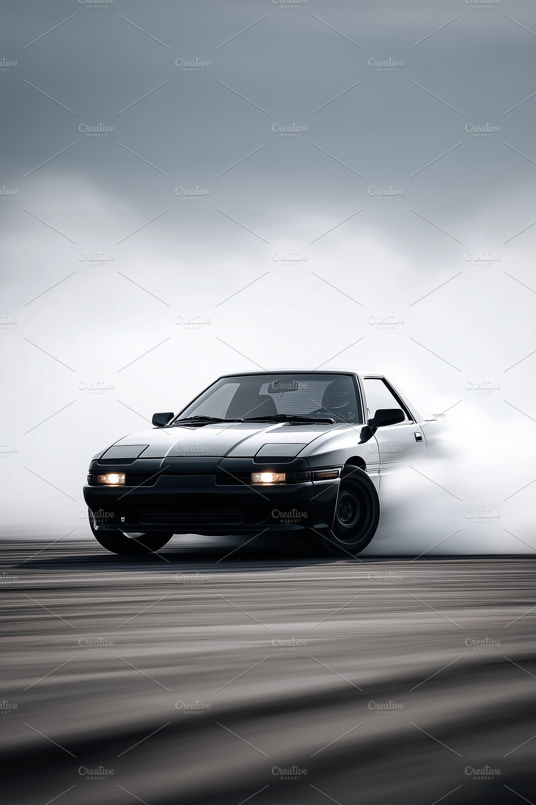 Black sports car drift, a Transportation Photo by MistyDay