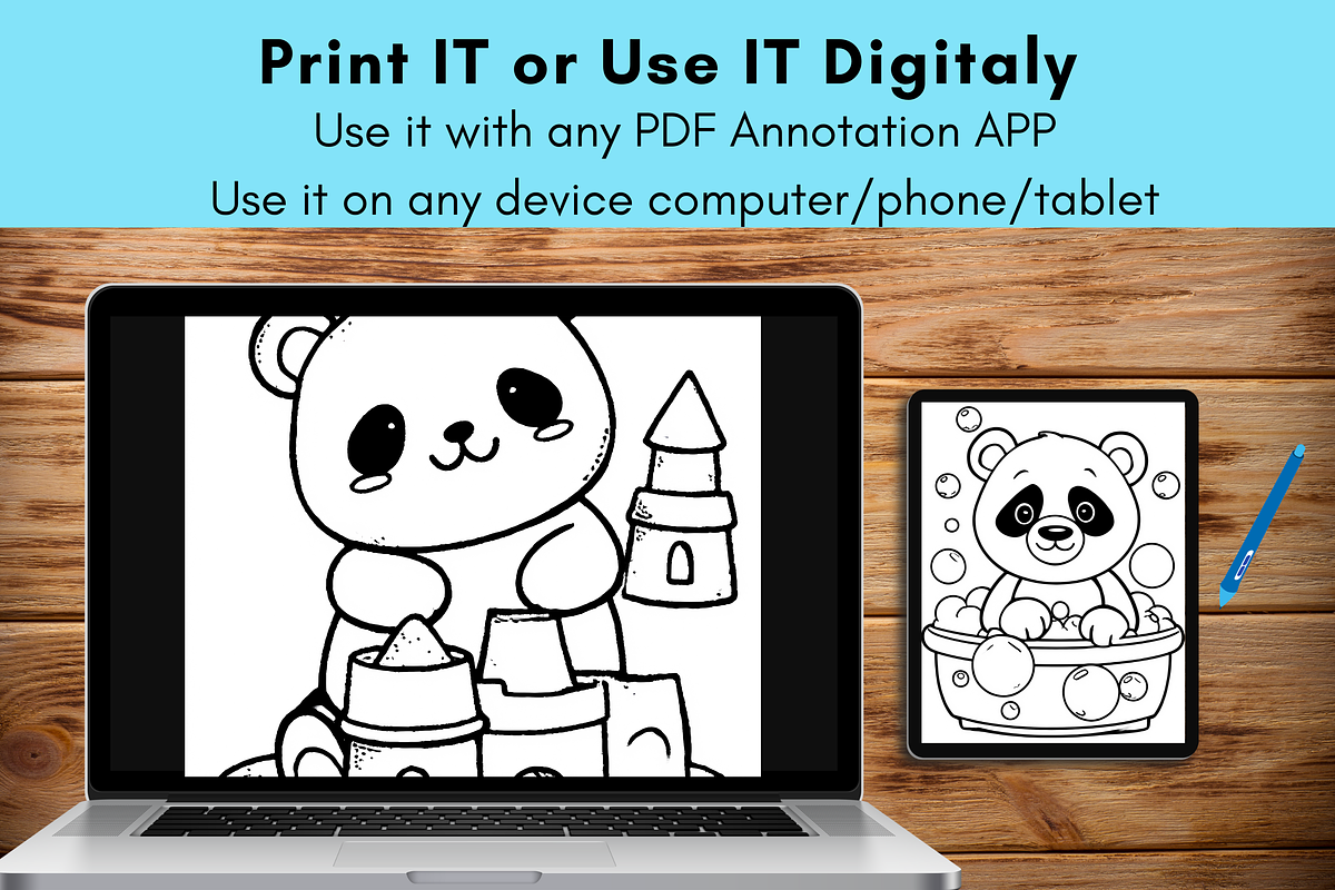 Cute Panda Daily Life Coloring Pages, a Brochure Template by LA Design (Photo 9 of 10)