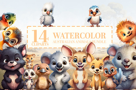 14 Cute Aussie Baby Animals Clipart, an Object Graphic by SharpMarketplace