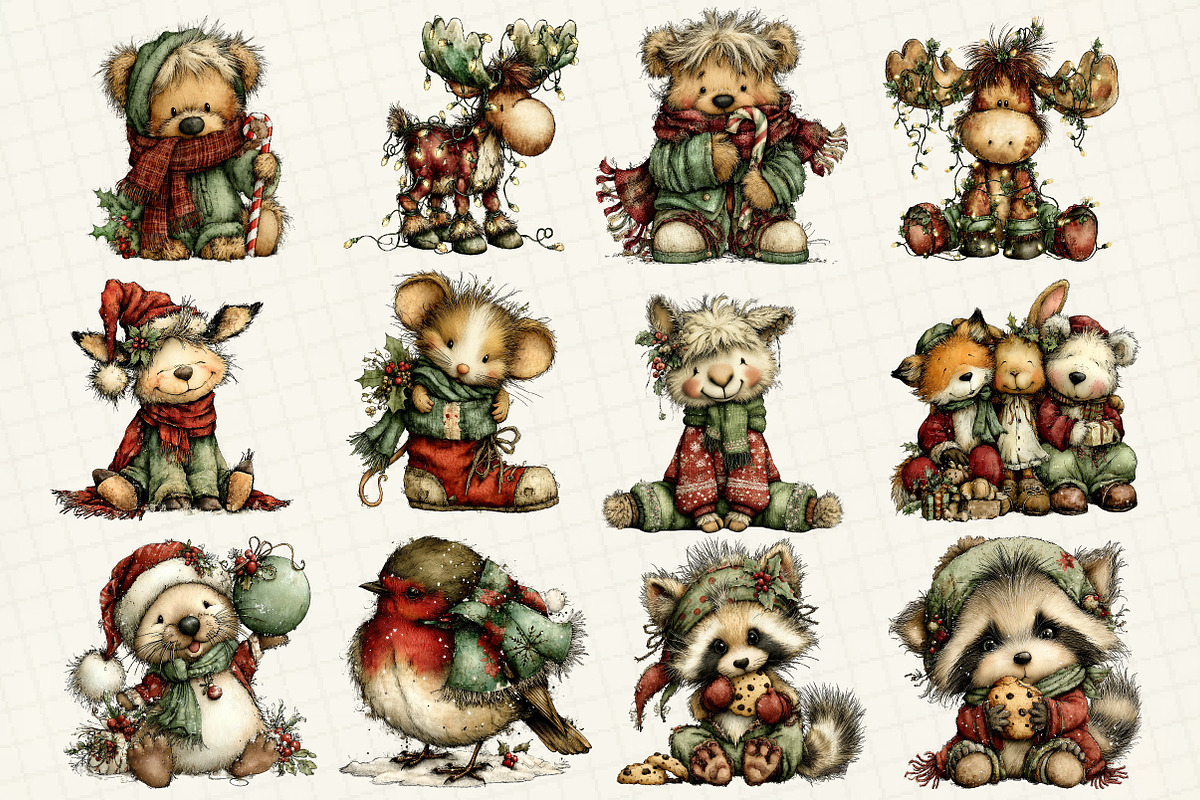 Whimsical Christmas Animals Clipart, an Illustration by DreamCafeArt (Photo 4 of 6)