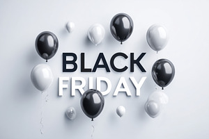 Black Friday banner with balloons, a Background Photo by AlyaAnd