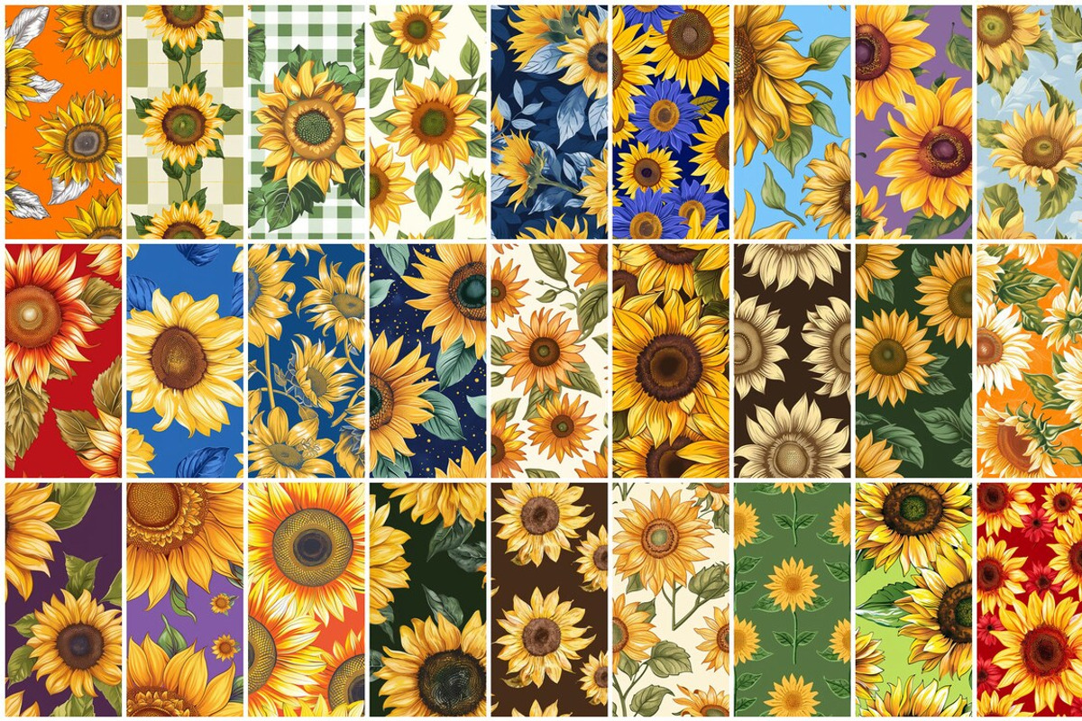 130 Sunflower Seamless Patterns, a Pattern Graphic by mkStudioLab (Photo 4 of 4)