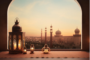 Sacred Ramadan day mockup background, a Background Photo by Ylivdesign