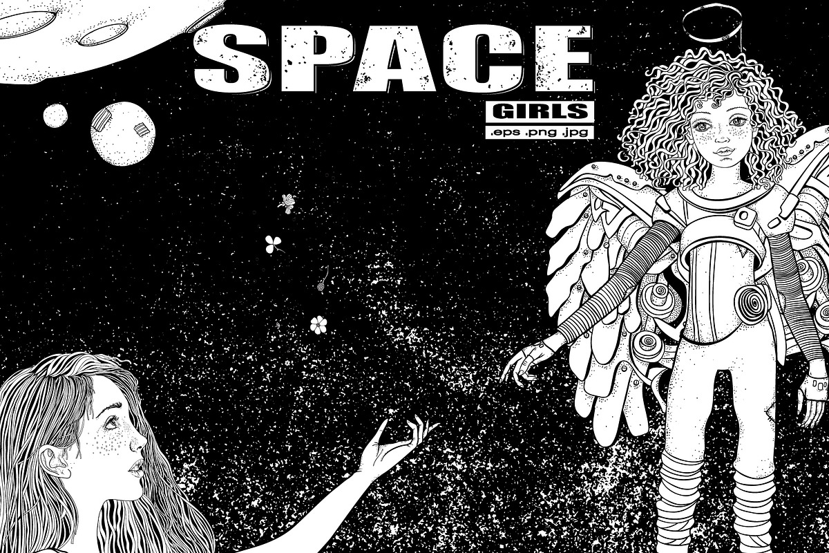 SPACE GIRLS Coloring Collection, a Person Illustration by ImHope (Photo 10 of 10)
