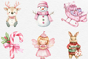 Pink Sweet Cute Christmas Clipart, an Illustration by Black Bird Studio (Thumbnail 2 of 6)