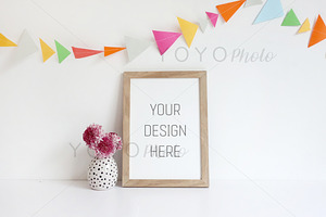 Wooden Frame Mockup with Bunting