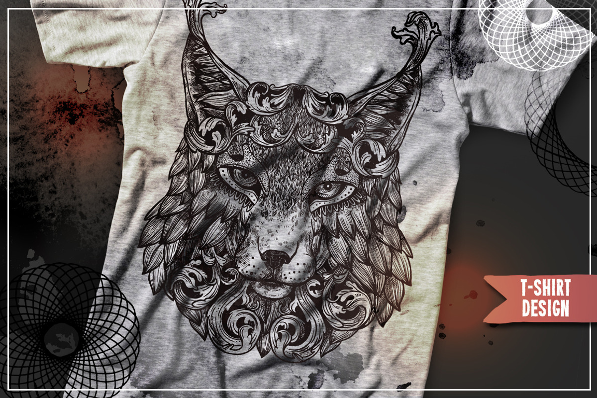 Ornamental Hand Drawn Lynx, an Animal Illustration by alexrockheart (Photo 3 of 3)