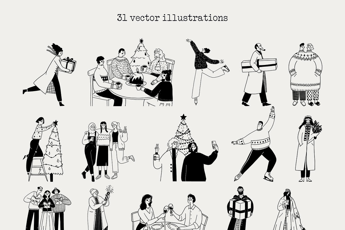 Festive People - vector illustration, a Person Illustration by Valerie (Photo 3 of 7)