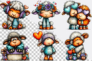 Funny Valentine Sheep Clipart Bundle, an Illustration by SVGArt (Thumbnail 5 of 8)