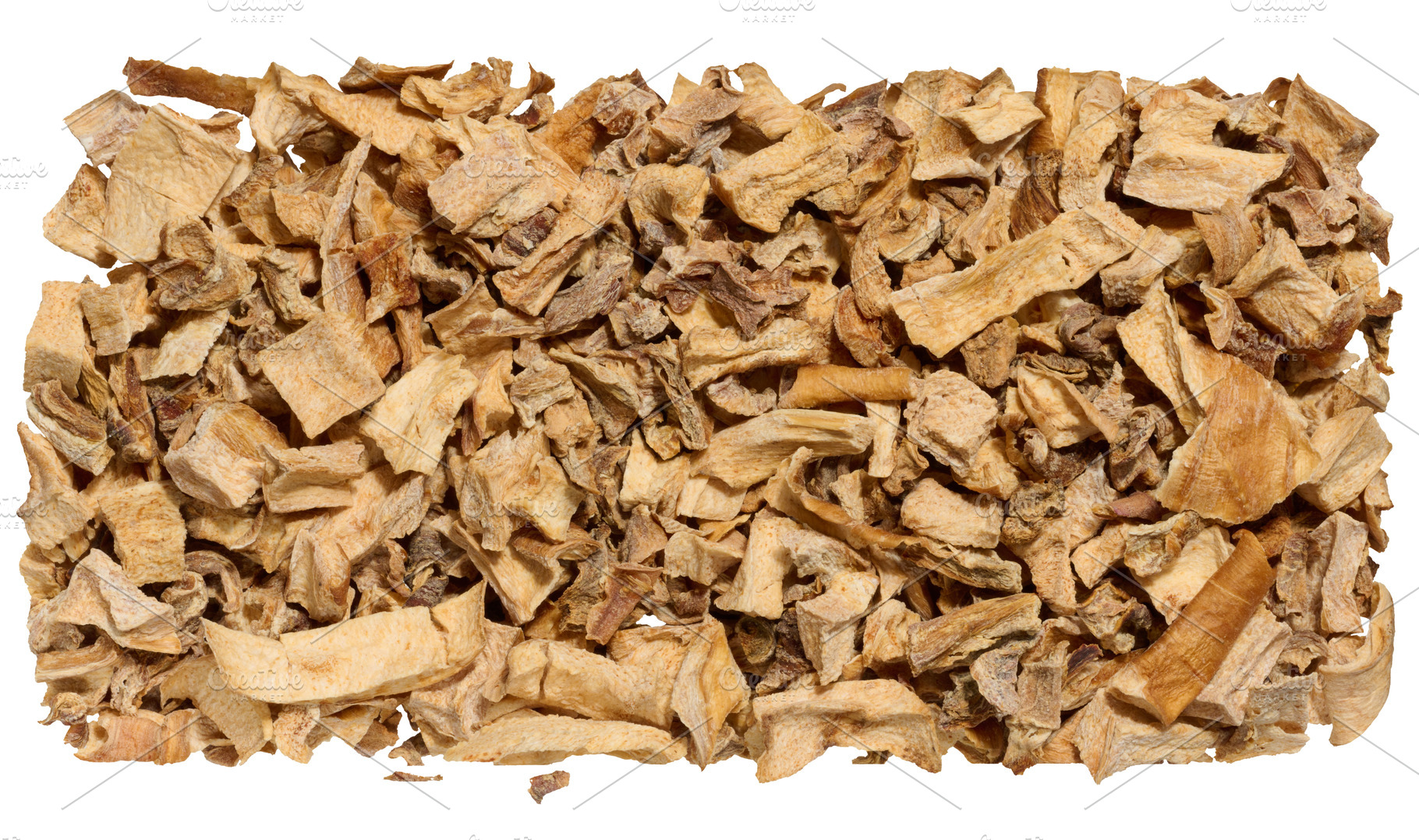 A close-up of dried vegetable pieces, including onion, beetroot,, a Food & Drink Photo by ndanko