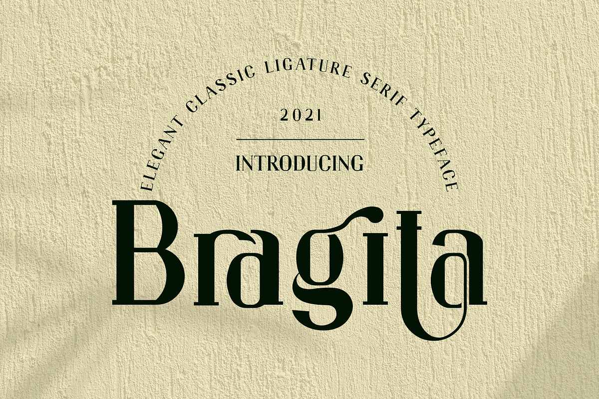 Bragita Ligature Serif Typeface, a Serif Font by Humaira_std (Photo 1 of 9)