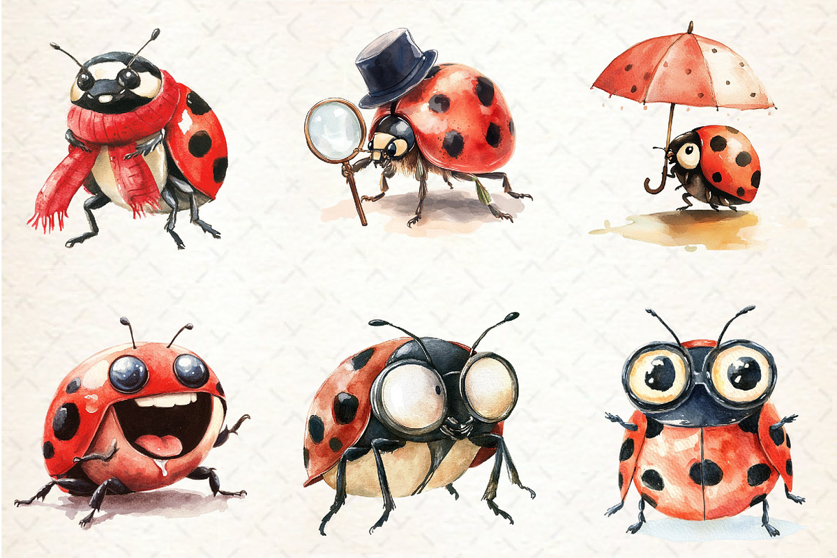 Quirky Funny Ladybug Clipart, an Illustration by Libby Wishes (Photo 2 of 6)