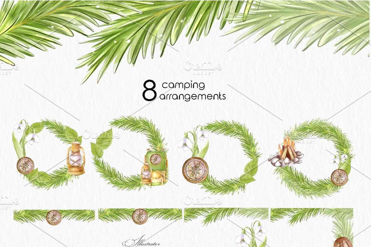Camping watercolor clip art, a Sport Illustration by katmonne (Photo 5 of 9)