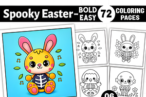 Spooky Easter Coloring Pages, a Seasonal Illustration by Ink Gallery
