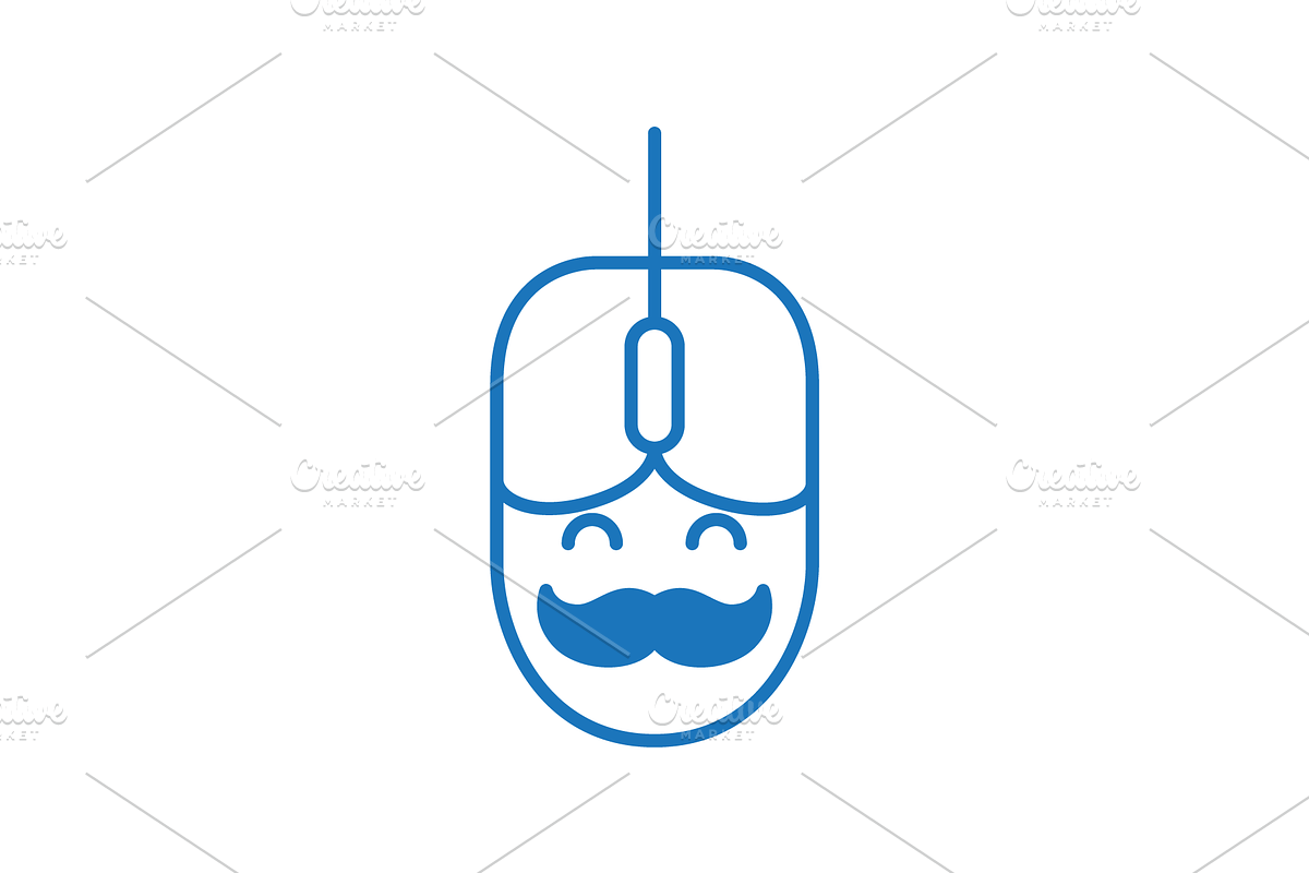 mouse computer mascot line logo, a Branding & Logo Template by devastd