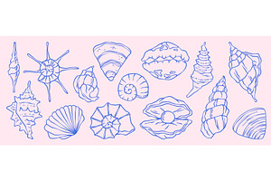 Vintage seashell and coastal doodle, an Illustration by art PVP - market