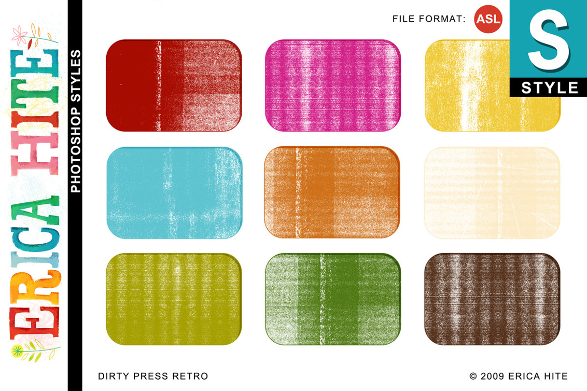 Dirty Press Retro Styles, a Layer Style Add-On by Erica Hite (Photo 1 of 5)