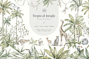 Tropical Jungle Watercolor Animals, an Animal Illustration by Kreker Kate (Thumbnail 1 of 14)