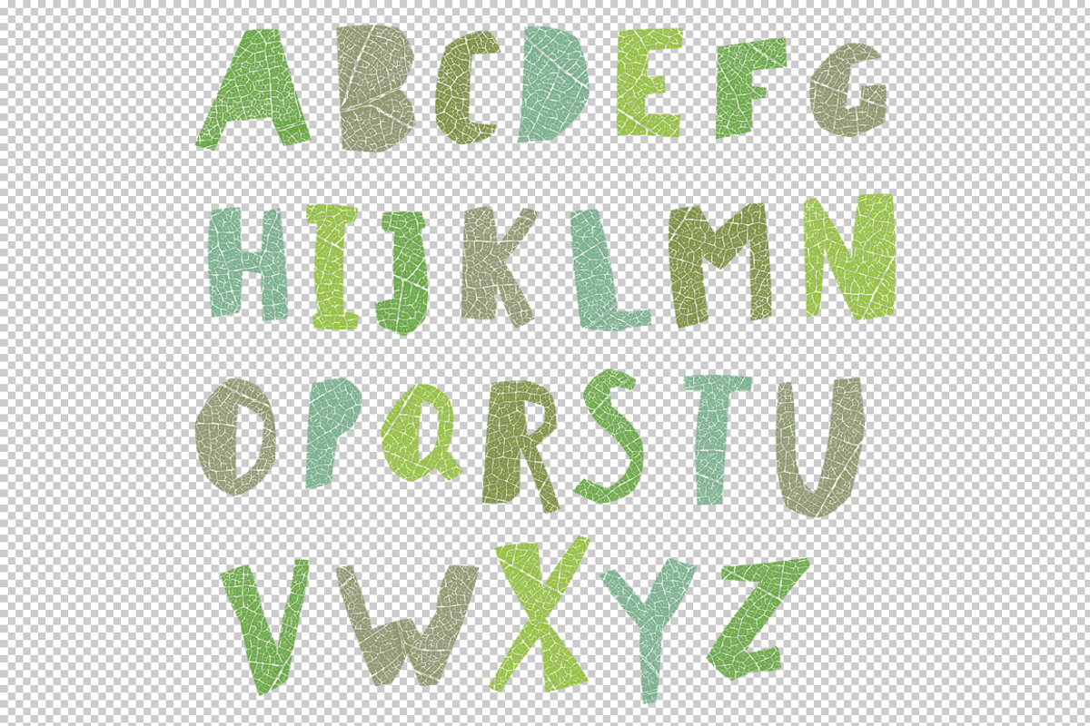 Leaf cut font. Cut-out shape preview 3