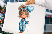 Whimsical valentine coffee girl clip, an Illustration by SinaCreation (Thumbnail 6 of 11)