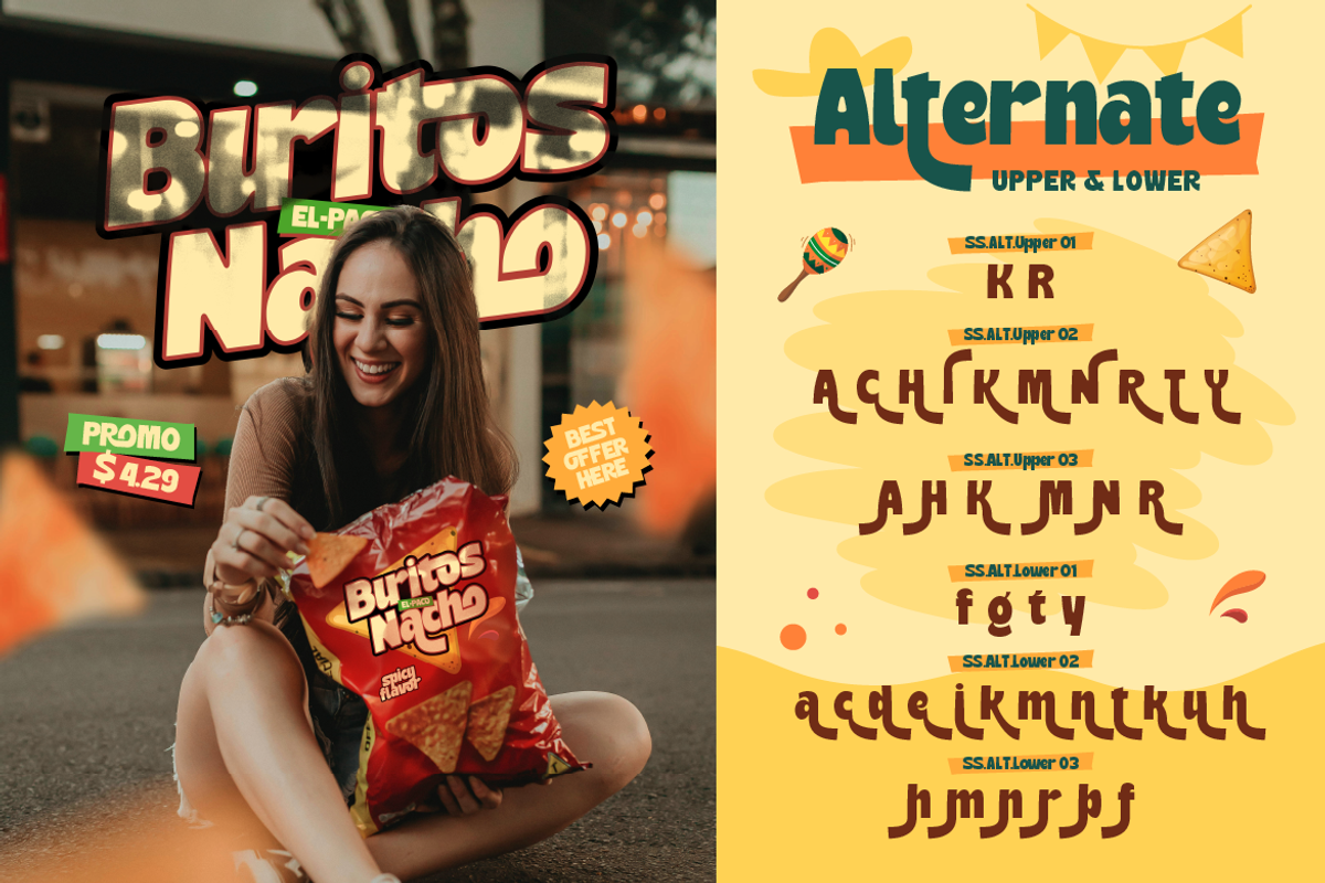 Jafitos - Food Display Font, a Sans Serif Font by Burntilldead (Photo 10 of 12)
