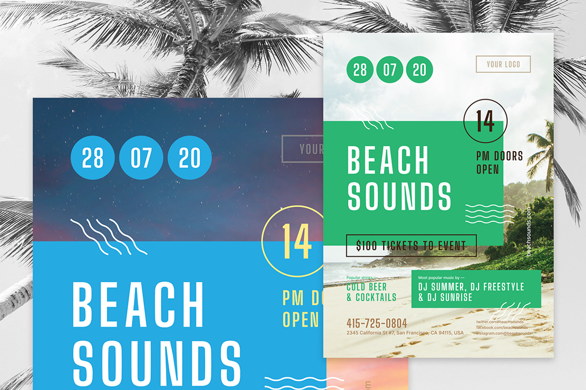 Beach Sounds Poster Template, a Flyer Template by Danil Polshin (Photo 2 of 9)