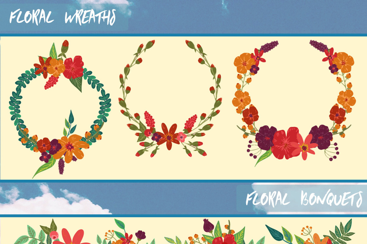 Floral Elements, Bundles, & Patterns, a Pattern Graphic by JM_Graphics (Photo 2 of 5)