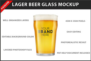 Lager Beer Glass Mockup, a Cups & Container Mockup by Bruno's Shop