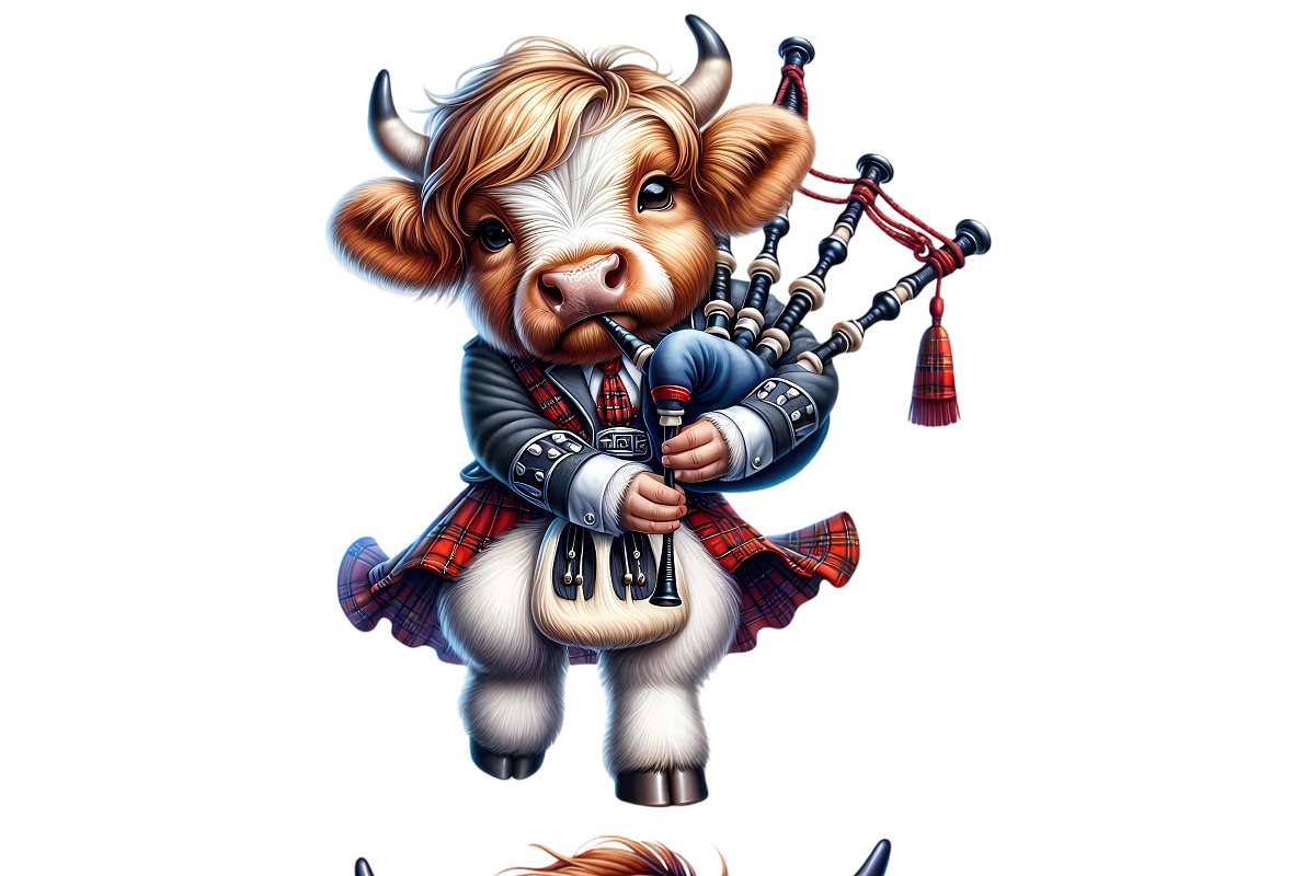 Highland Cow with Bagpipes Clipart, an Animal Illustration by DoubleTwists (Photo 3 of 5)