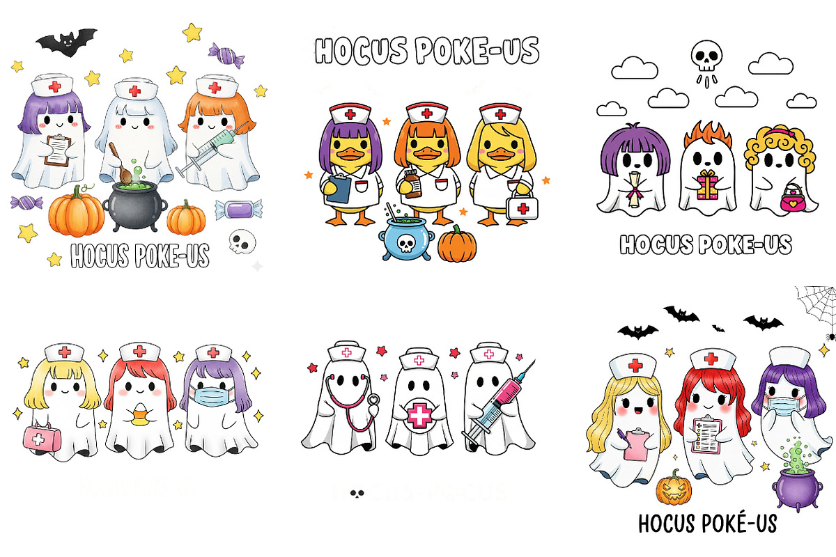 Funny Witch Nurse Ghost Clipart, an Illustration by DreamArtGraphic (Photo 2 of 4)