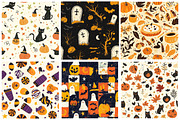 Retro Halloween Digital Paper Pack, a Pattern Graphic by Designking (Thumbnail 2 of 4)