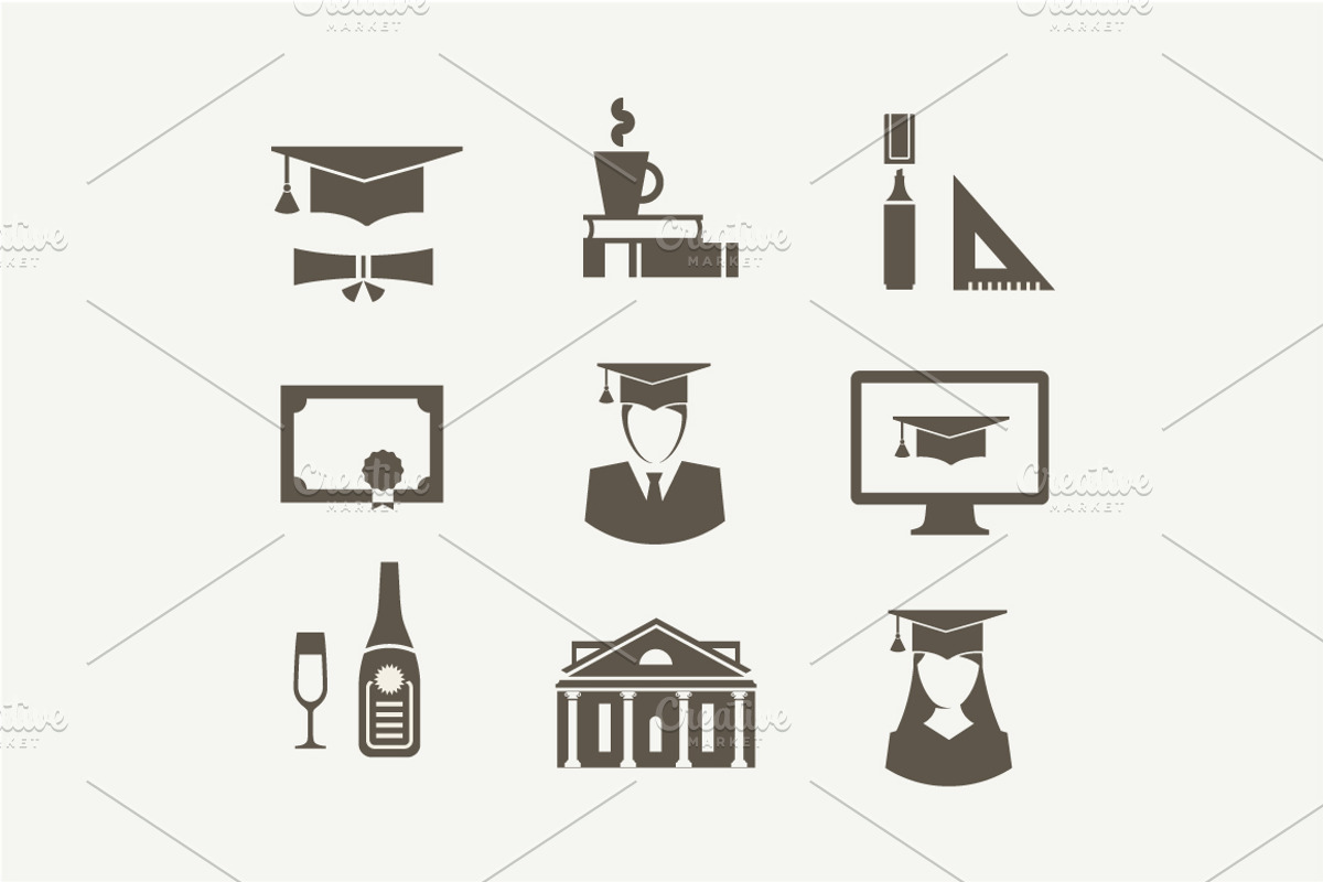 Vector graduation icons preview 2