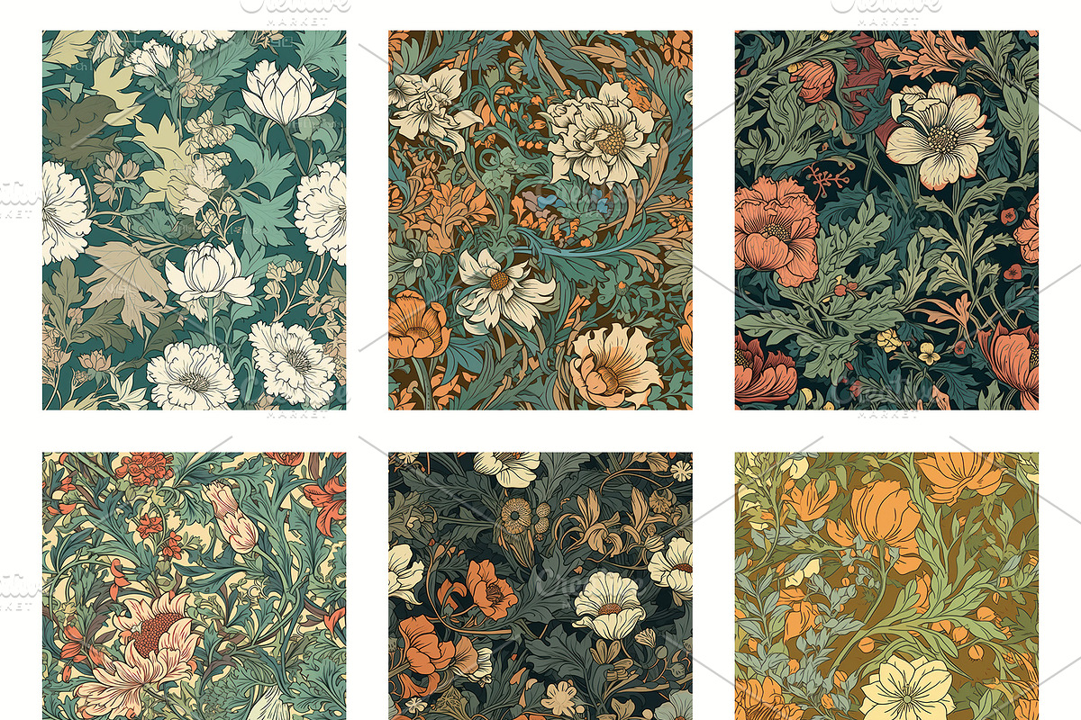 Seamless pattern with flowers, an Illustration by Pundateam (Photo 3 of 5)