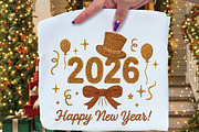 Faux Yarn Happy New Year 2026 PNG, an Illustration by Black Bird Studio (Thumbnail 2 of 8)