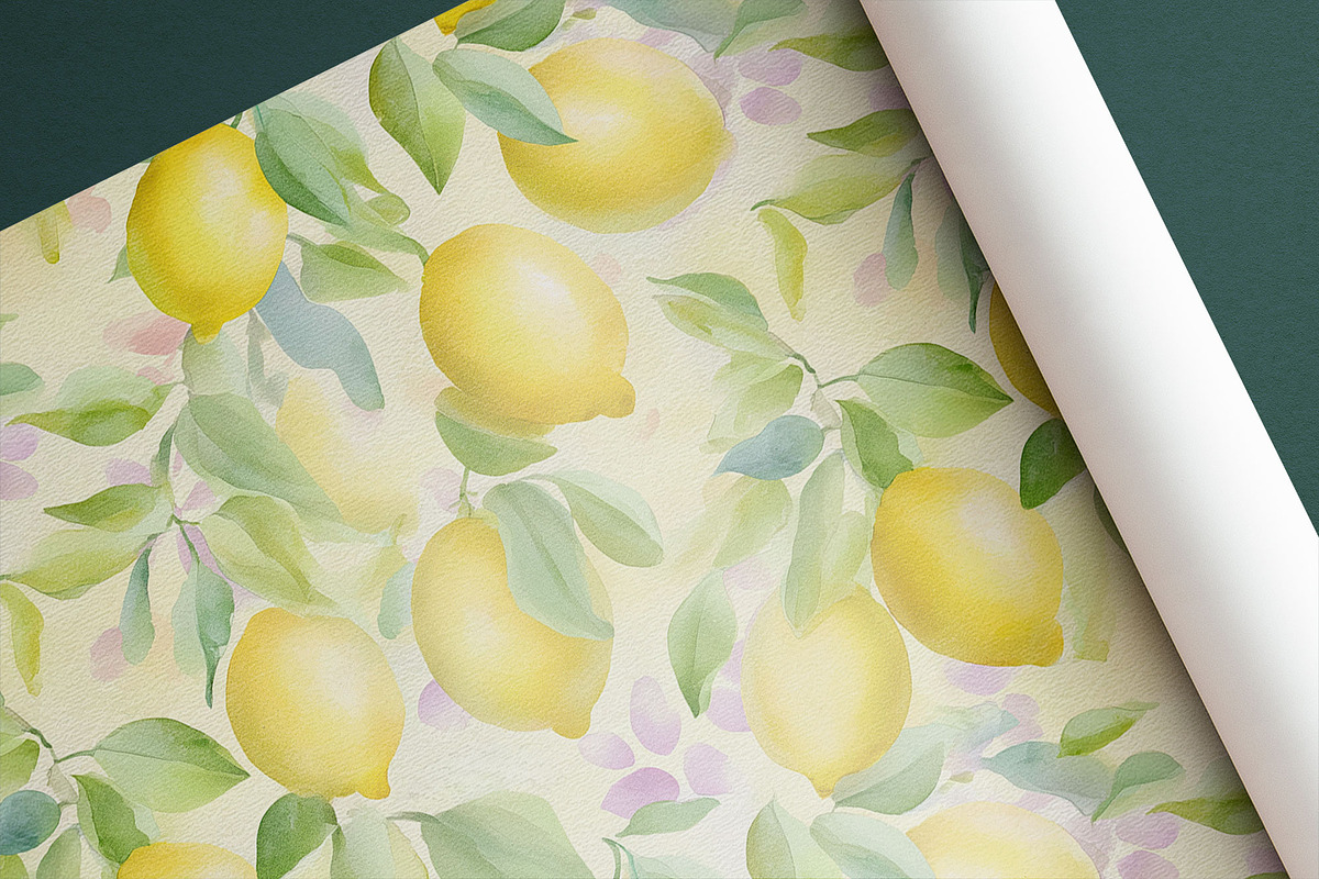 Watercolor Lemons SEAMLESS PATTERN, a Pattern Graphic by AYAKA Studio Co. (Photo 3 of 9)