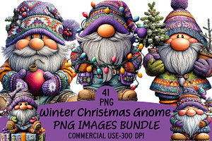 Winter Christmas Gnome Clipart, an Illustration by Craft Nest