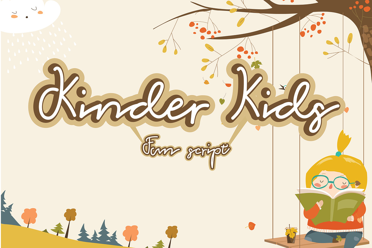 Kinder Kids - Fun Script Font, a Script Font by Saxofont (Photo 1 of 10)