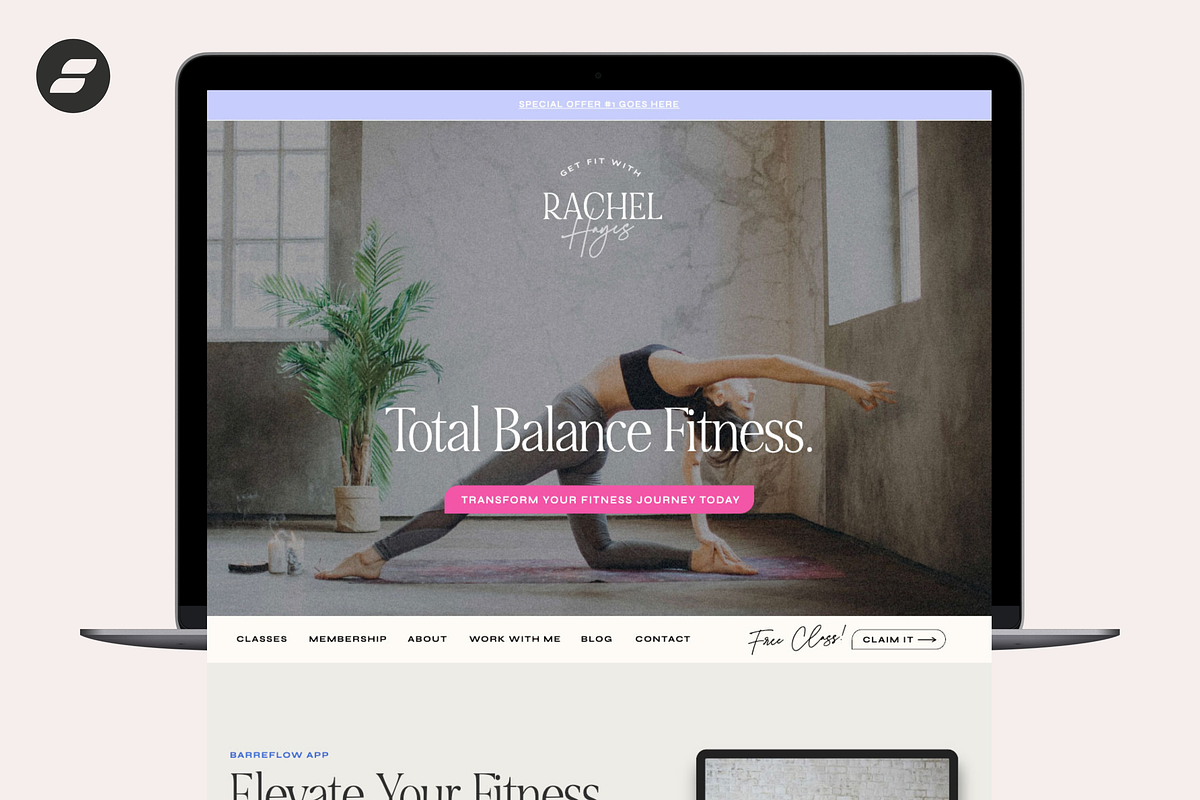 Fitness Studio Website Template, a Websites & App Template by Sugar Studios (Photo 1 of 7)