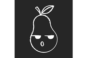 Pear Cute Kawaii Chalk Character