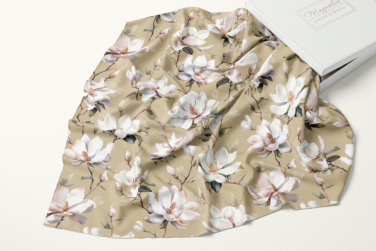 Watercolor Magnolia Patterns, a Pattern Graphic by Holovei (Photo 7 of 10)