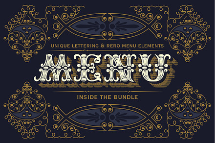 Retro menu elements set