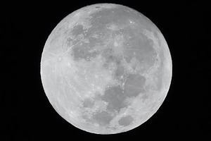 The full moon, luna at night isolated on black background. Natur