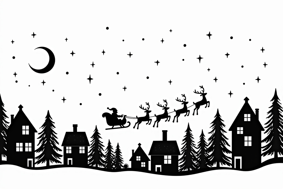 Xmas Reindeer Scene Silhouettes, an Illustration by musafir_fashion (Photo 12 of 21)