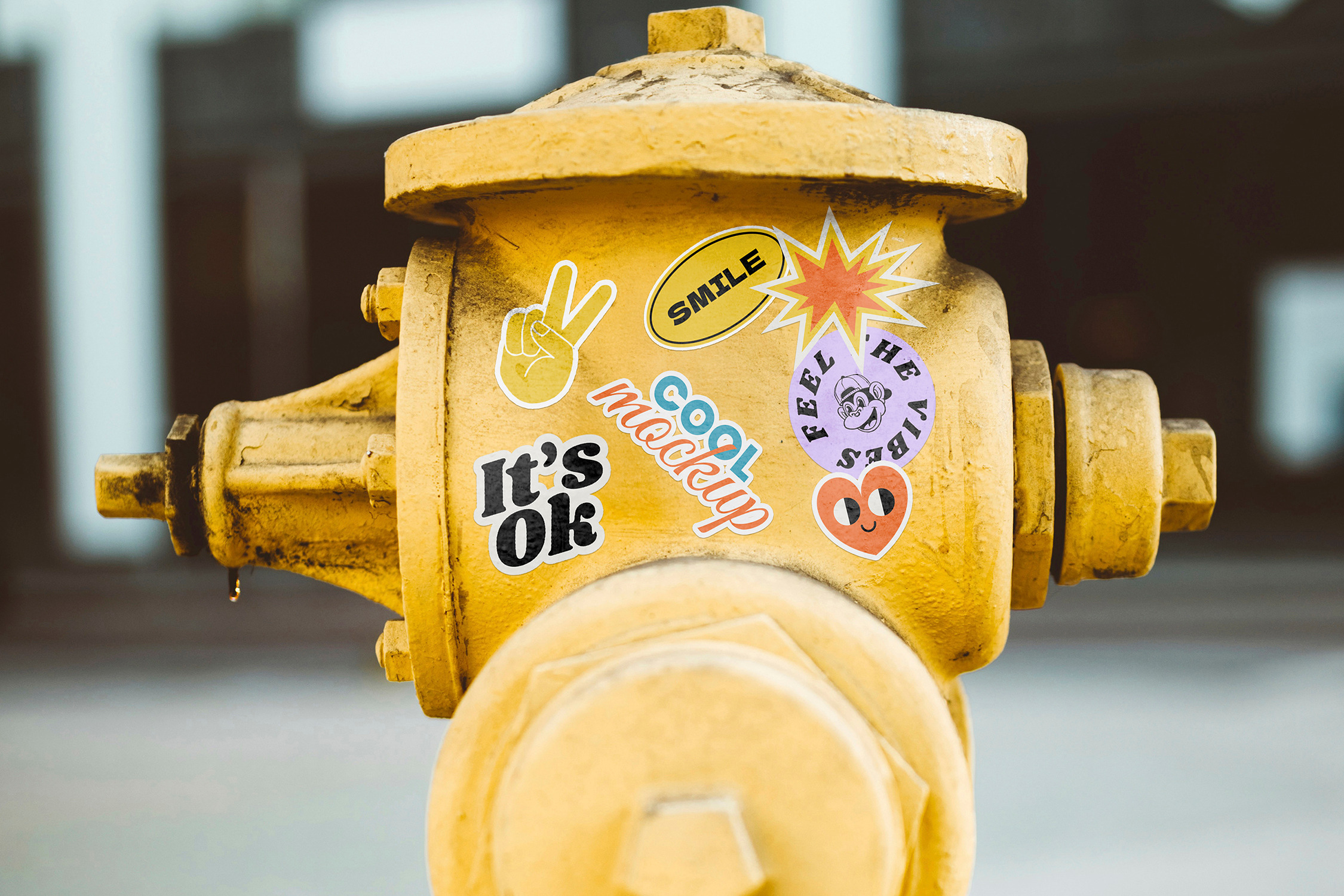 Fire Hydrant Stickers Mockups, a Mockup by Luuqas Design