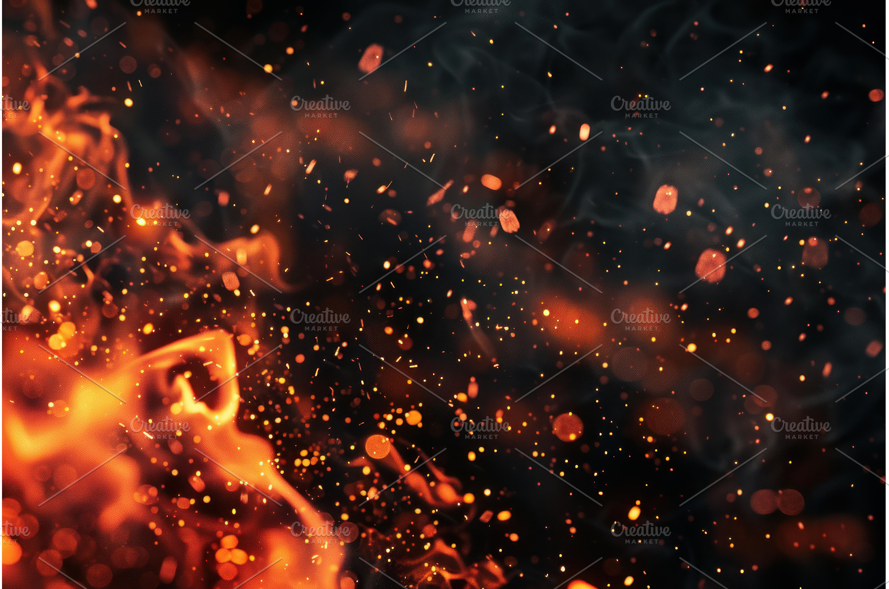 Burning fire flames and sparks, an Abstract Photo by Ylivdesign