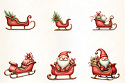 Christmas Santa Claus Sleigh Clipart, an Illustration by CrexoraLab (Thumbnail 3 of 5)