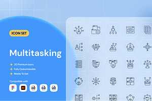 Multitasking Outline Icon Set, an Outline Icon by Nathaya Studio