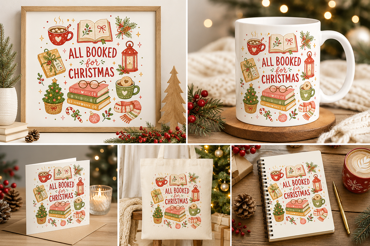 Retro Bookish Christmas Png Bundle, an Object Graphic by Daisy Design (Photo 8 of 11)